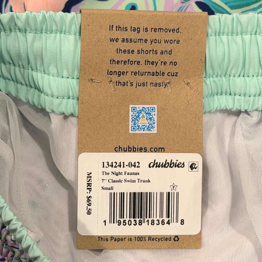Chubbies Swim Trunks The Night Faunas Lined Swim Trunks 7" Inseam 134241-042 SML - Picture 6 of 8
